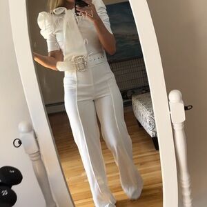 Brielle Belted Jumpsuit White Small SM Fashion Nova